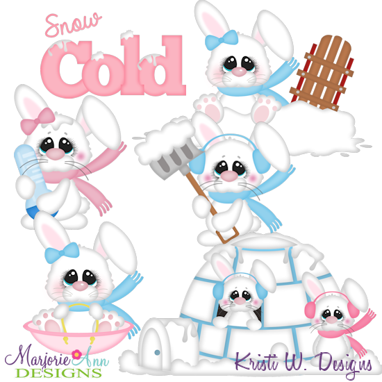 Snow Cold Bunnies SVG Cutting Files Includes Clipart - Click Image to Close